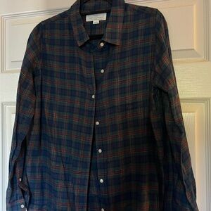 Trovata Tinsel Pattern Plaid Flannel Blouse Size L EUC